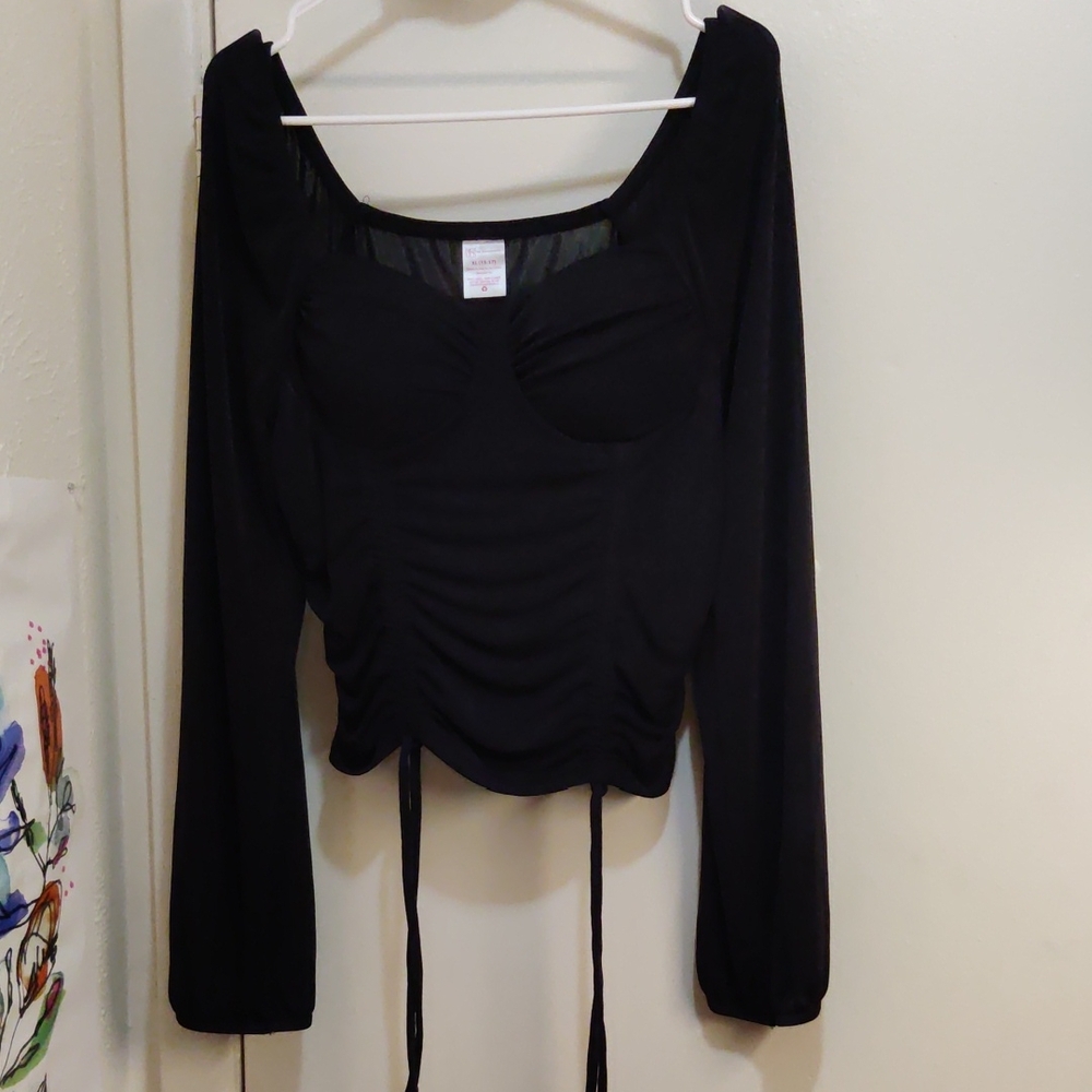 No Boundaries Elegant Black Ruched Blouse